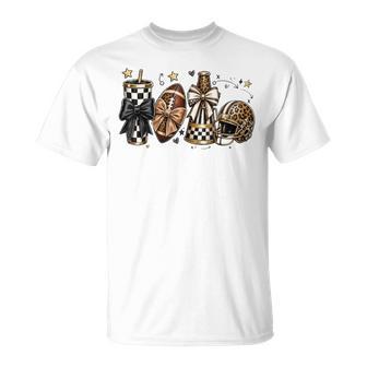 Football Mom Leopard Game Day Cheer Bow Sports Cute T-Shirt | Seseable UK