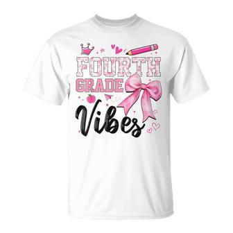 Fourth Grade Vibes Coquette Bow Toile Floral Back To School T-Shirt | Seseable UK