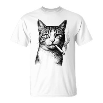 Fumar Gato Meme Edgy Grungeintage Felino Camiseta unisex - Regaloses