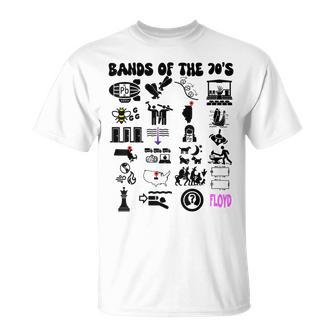 Nerdy Iconic Pop Rock Bands Of The 70S Black T-Shirt | Seseable UK