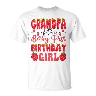 Grandpa Of The Berry First Birthday Girl Strawberry Lover T-Shirt - Thegiftio UK