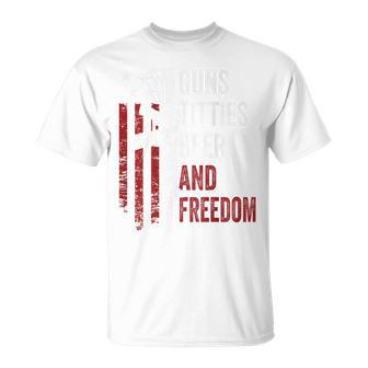 Guns Titties Beer & Freedom Guns Beber En La Espalda Camiseta unisex - Regaloses