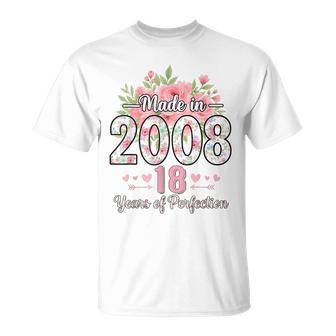 Hecho En 2008 Regalos Florales De 18 Cumpleaños Para Es De 18 Años Camiseta unisex - Regaloses