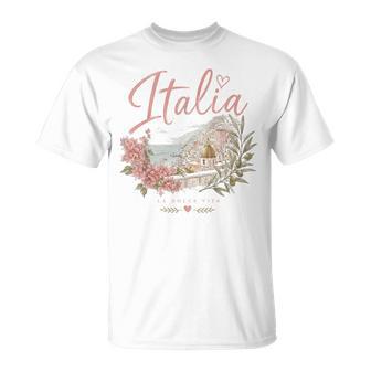 Italia La Dolce Vita Floral Amalfi Coast Italian Womens T-Shirt | Seseable UK