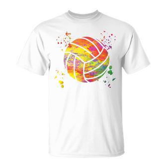 Jugador Deoleibol Colorsplash Para Niñas Y Niñosoleibol De Playa In Mangas Camiseta unisex - Regaloses