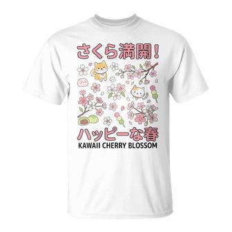 Kawaiiakura Animaux Happypring Fleurs De Cerisier Japonais T-Shirt - Cadeauxyz