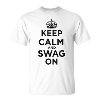 Keep Calm And Swag On Pink Heather T-Shirt - Thegiftio UK