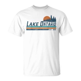 Lake Ontario Est 1656 Retro Stripe For Women T-Shirt | Seseable UK