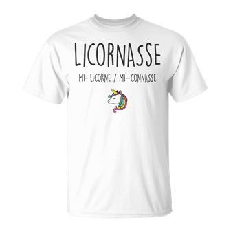 Licornasse Mi Licorne Mi Connasse Humour Cadeau Fille T-Shirt - Cadeauxyz