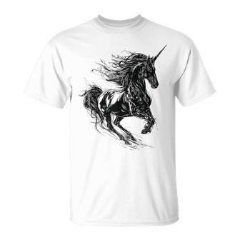 Licorne Imprimer Motif Dessin Illustration Peinture Licorne T-Shirt - Cadeauxyz