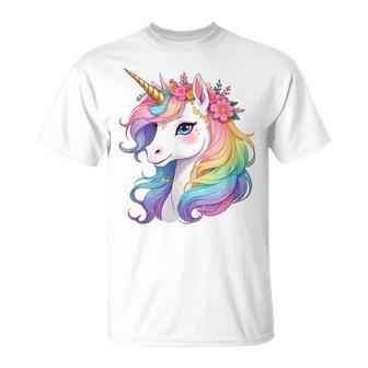 Licorneuper Mignonne À La Crinière Arc-En-Ciel Licorne T-Shirt - Cadeauxyz