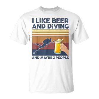 I Like Beer And Diving And Maybe 3 People 面白いギフト Tシャツ - Kawaiitshirt