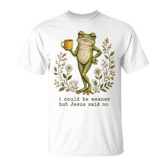 I Could Be Meaner But Jesus Said No Frog Floral T-Shirt | Seseable UK