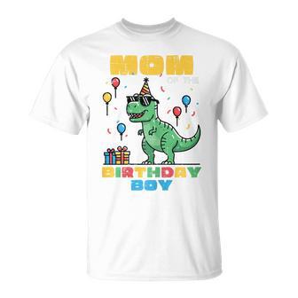 Mom Of Birthday Boy Trex Dino Bday Party Family Match Women T-Shirt - Monsterry
