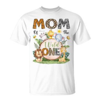 Mom Of The Wild One First Birthday Boy Jungle Safari T-Shirt - Thegiftio UK