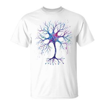 Neurobiología Neurona Acuarela Celular Ciencia Del Cerebro Camiseta unisex - Regaloses