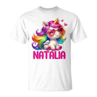 Nom De Licorne Natalia Personnalisé Haut De Gamme T-Shirt - Cadeauxyz