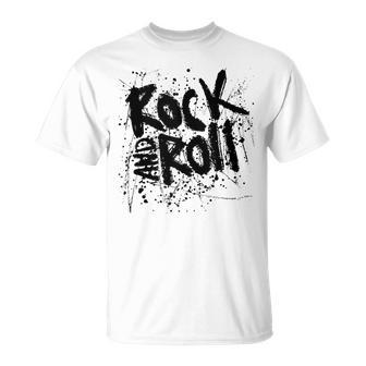 Rock And Roll Diseño De Letras Con Efecto Grunge Hipster In Mangas Camiseta unisex - Regaloses