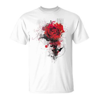 Rosa Abstracto Gráfico Flor Obra De Arte Pintura Rosa Camiseta unisex - Regaloses