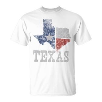 Texas Contorno Con Colores De Bandera -Intage Distressedtate Camiseta unisex - Regaloses