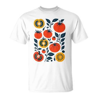 Tomato Graphic Cottagecore Garden Tomato Pattern T-Shirt - Thegiftio UK