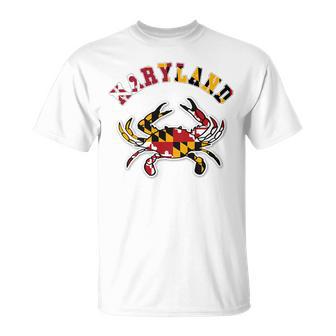 Vintage En Crabe Bleu Chic Du Maryland Drapeau De L'état Du Maryland Haut De Gamme T-Shirt - Cadeauxyz
