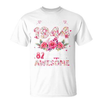 オンバック 82歳 1944年10月 花柄 82歳の誕生日 Tシャツ - Kawaiitshirt
