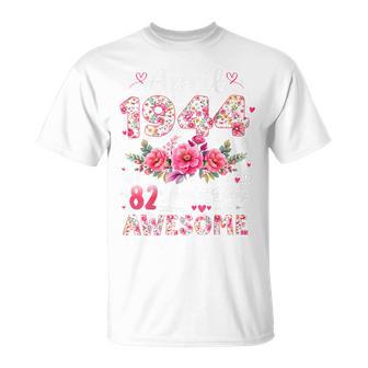 オンバック 82歳 1944年4月 花柄 82歳の誕生日 Tシャツ - Kawaiitshirt