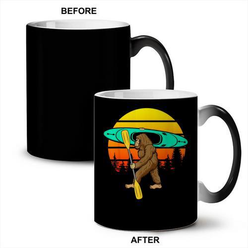 Bigfoot Kayak Paddling Lake Rafts Inflatable Canoe Sasquatch Coffee Color Changing Mug - Paddle Life