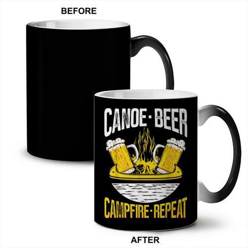 Canoe Beer Campfire Repeat Kayak Canoe Coffee Color Changing Mug - Paddle Life