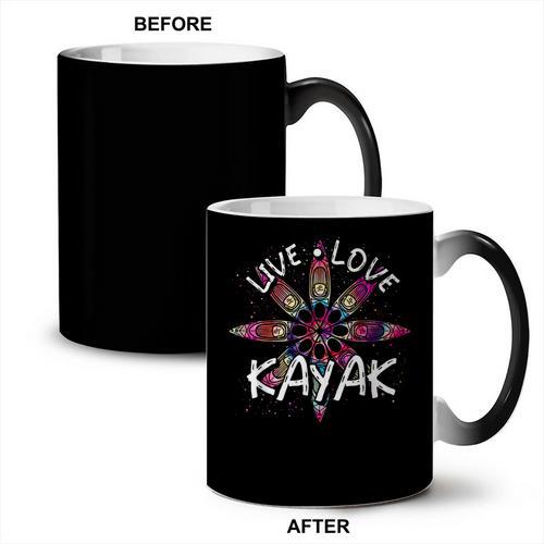 Canoe Boat Paddling Sport Kayaker Live Love Kayak Kayaking Coffee Color Changing Mug - Paddle Life