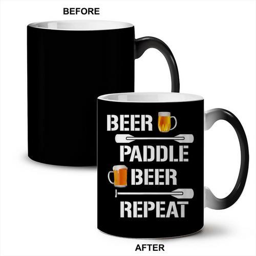 Canoe Kayak Tees Beer Paddle Repeat T-Shirt Coffee Color Changing Mug - Paddle Life