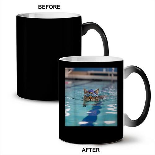 Competitive Swim Team Funny Kitty Cat Swimming Coffee Color Changing Mug - SwimGear Co