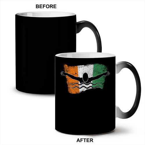 Cool Ireland Flag Vintage Irish Flag Swimmer Fly Swimming Coffee Color Changing Mug - SwimGear Co