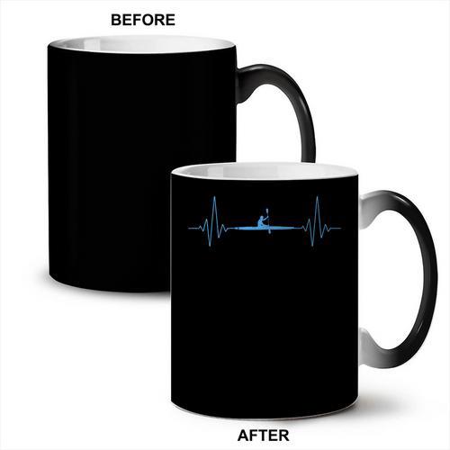Cool Kayaking Heartbeat Canoe Boating Kayaks Outdoor Sport Coffee Color Changing Mug - Paddle Life