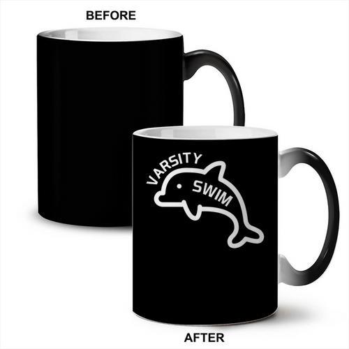 Dolphin Dolfin Varsity Swim Swim Team Swim Club Swimming Coffee Color Changing Mug - SwimGear Co