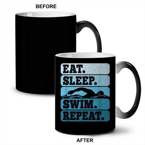 Eat Sleep Swim Vintage Swimming Lover Swimmer Men Women Coffee Color Changing Mug - SwimGear Co