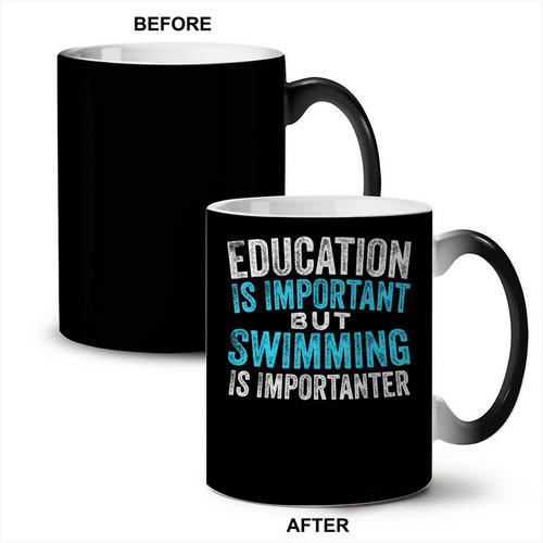 Education Is Important But Swimming Is Importanter Swimmer Coffee Color Changing Mug - SwimGear Co