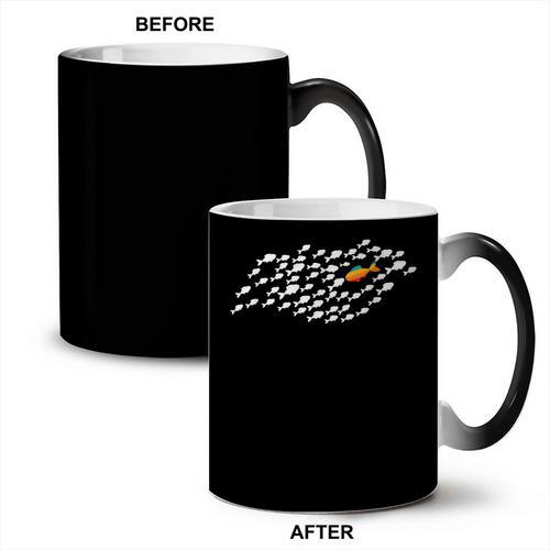 Fish Swimming Against The Current Be Yourself -Adults Kids Modern Casual Coffee Color Changing Mug - SwimGear Co
