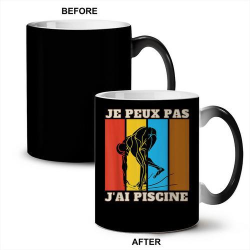 Je Peux Pas J'Ai Piscine Swimming Humour Retro Swimming Pool Coffee Color Changing Mug - SwimGear Co