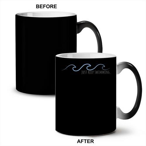 Just Keep Swimming With Aesthetic Wave Motivational Quote Coffee Color Changing Mug - SwimGear Co