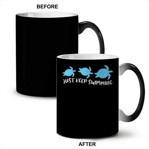 Just Keep Swimming Sea Turtle Swimmer Swim Team Coach Coffee Color Changing Mug - SwimGear Co