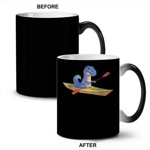 Kayak T Rex Dinosaur Canoe Shirt Kayak For Children Coffee Color Changing Mug - Paddle Life