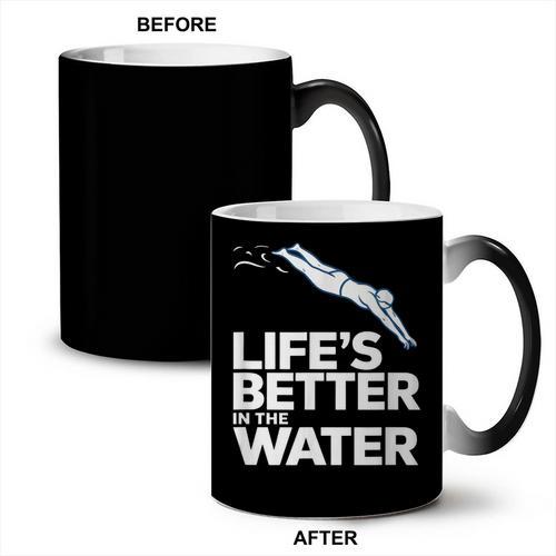 Life Is The Better In The Water Swimming Swimmers Coffee Color Changing Mug - SwimGear Co