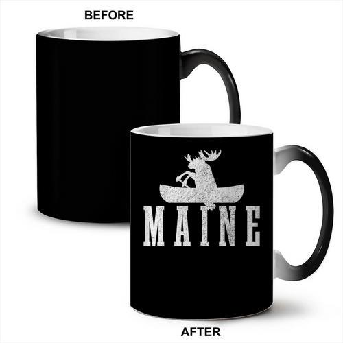 Maine Canoe Kayak Moose USA America Souvenir Coffee Color Changing Mug - Paddle Life