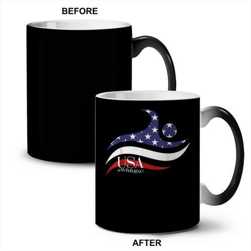 Patriotic American Flag Floating USA Swimming Team Coffee Color Changing Mug - SwimGear Co