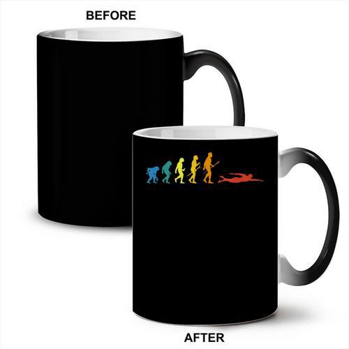 Retro Swimming Evolution For Swimmers Summer Water Lovers Coffee Color Changing Mug - SwimGear Co