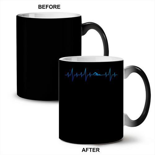 Sports Swimming Club Hobby Swimmer Heartbeat Swimming Coffee Color Changing Mug - SwimGear Co