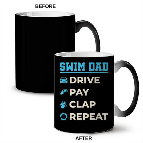 Swim Dad Drive Pay Clap Repeat Swimming Team Father Coffee Color Changing Mug - SwimGear Co