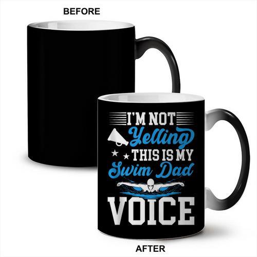 Swim Dad Voice Swimming Dad Of A Swimmer Father Coffee Color Changing Mug - SwimGear Co